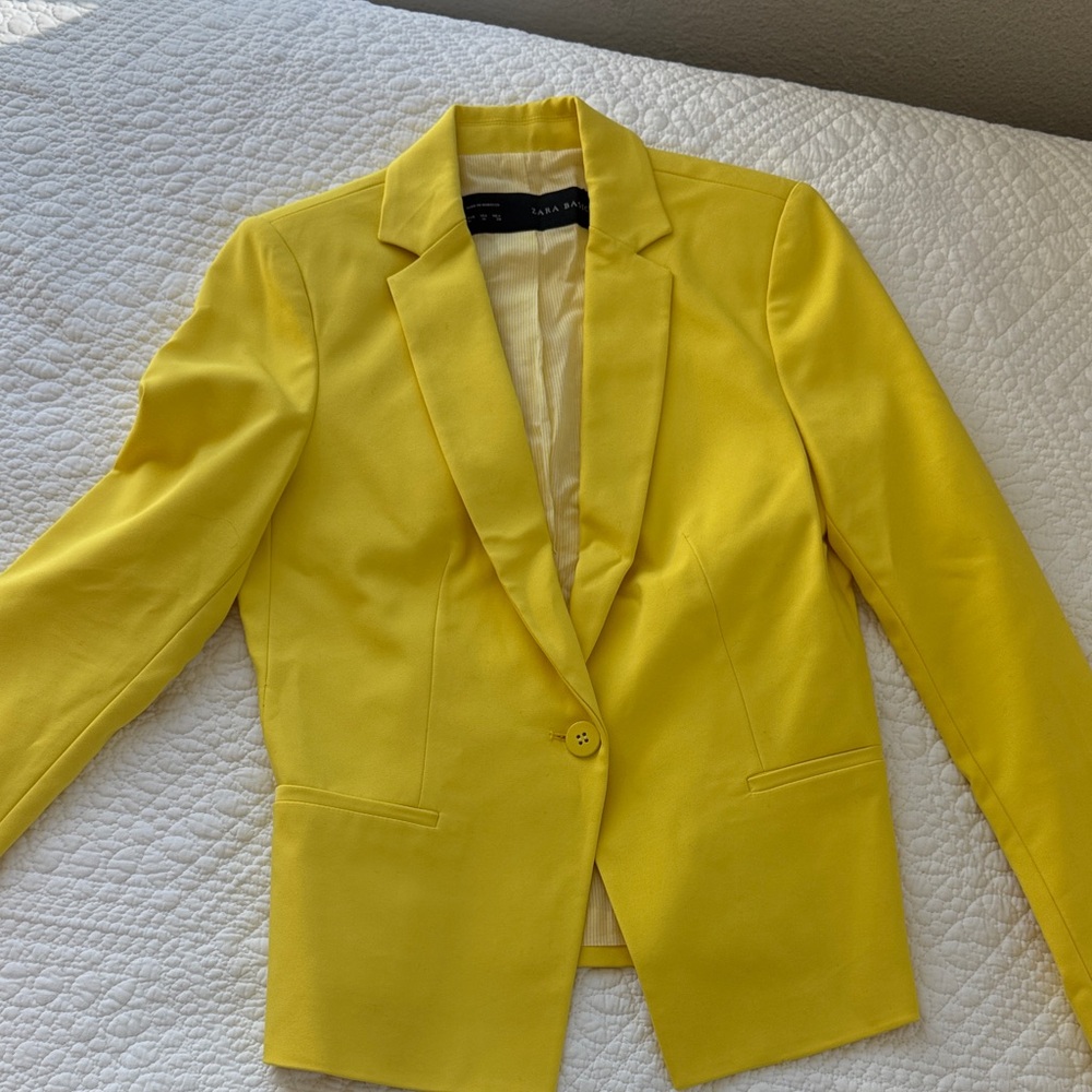Zara Bright Yellow Single-Button Blazer